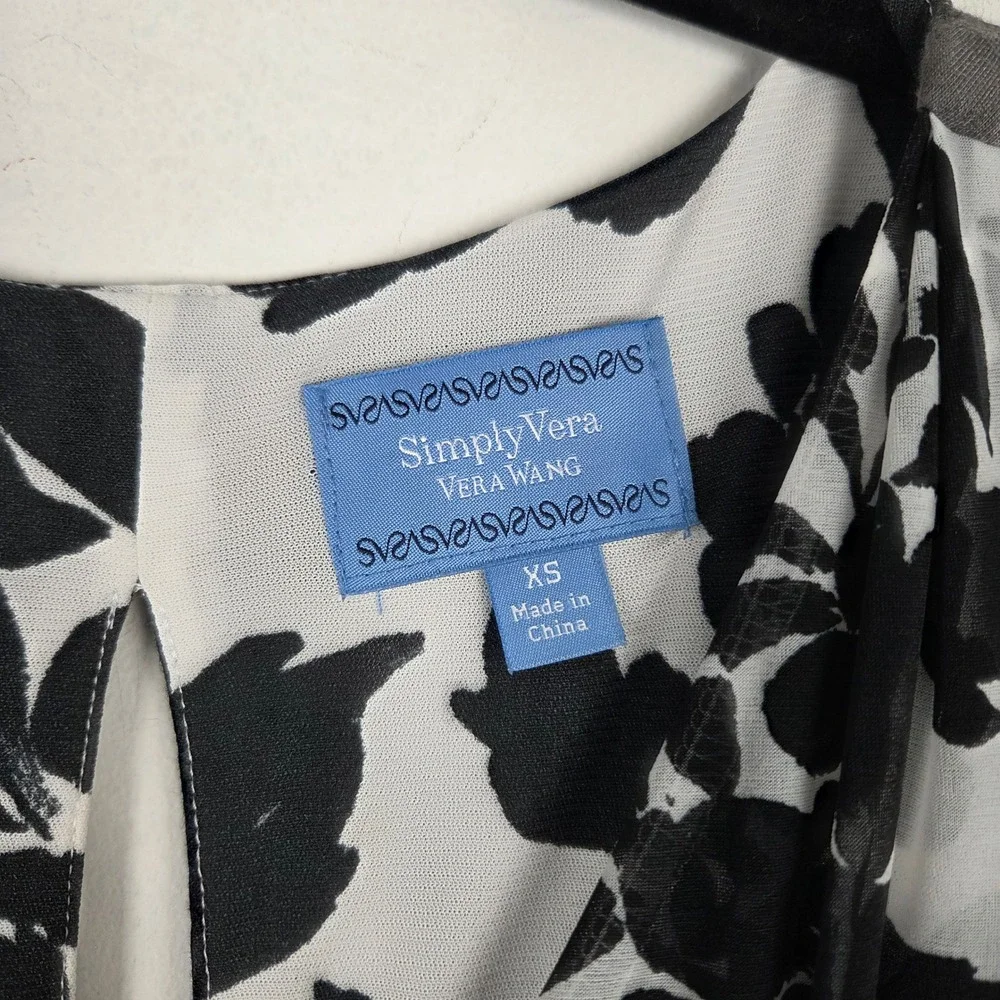 Simply Vera Vera Wang XS Black White Floral High Low Sleeveless Dress Vacation - Picture 6 of 11